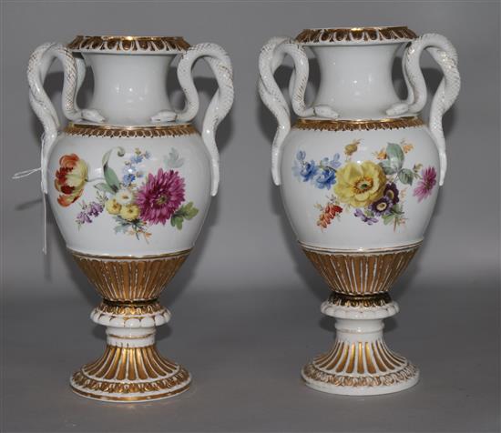 A pair of 19th Century Meissen vases